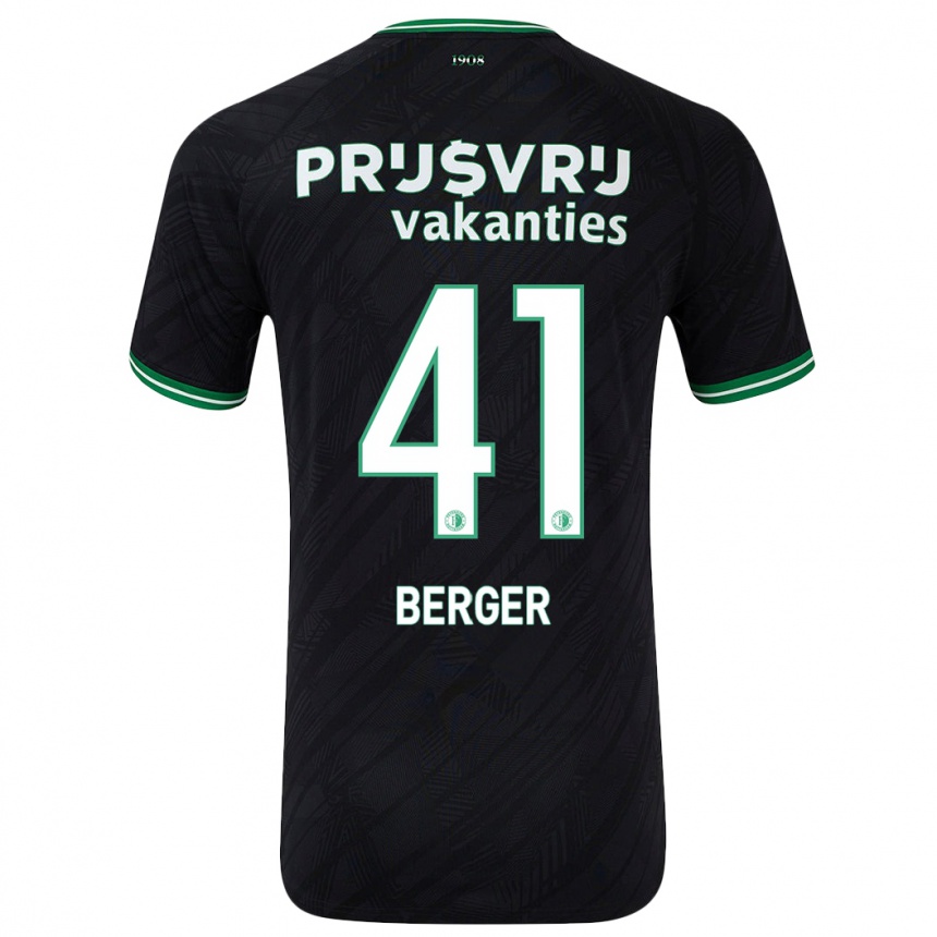 Niño Fútbol Camiseta Mannou Berger #41 Negro Verde 2ª Equipación 2024/25 Argentina