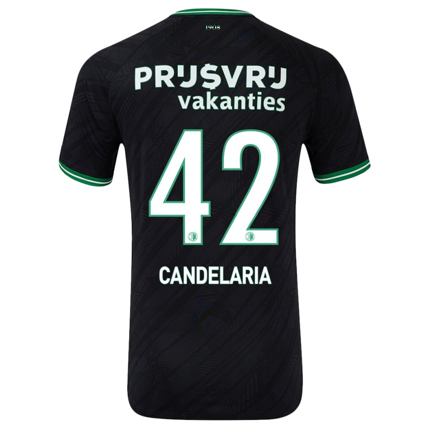 Niño Fútbol Camiseta Jayden Candelaria #42 Negro Verde 2ª Equipación 2024/25 Argentina