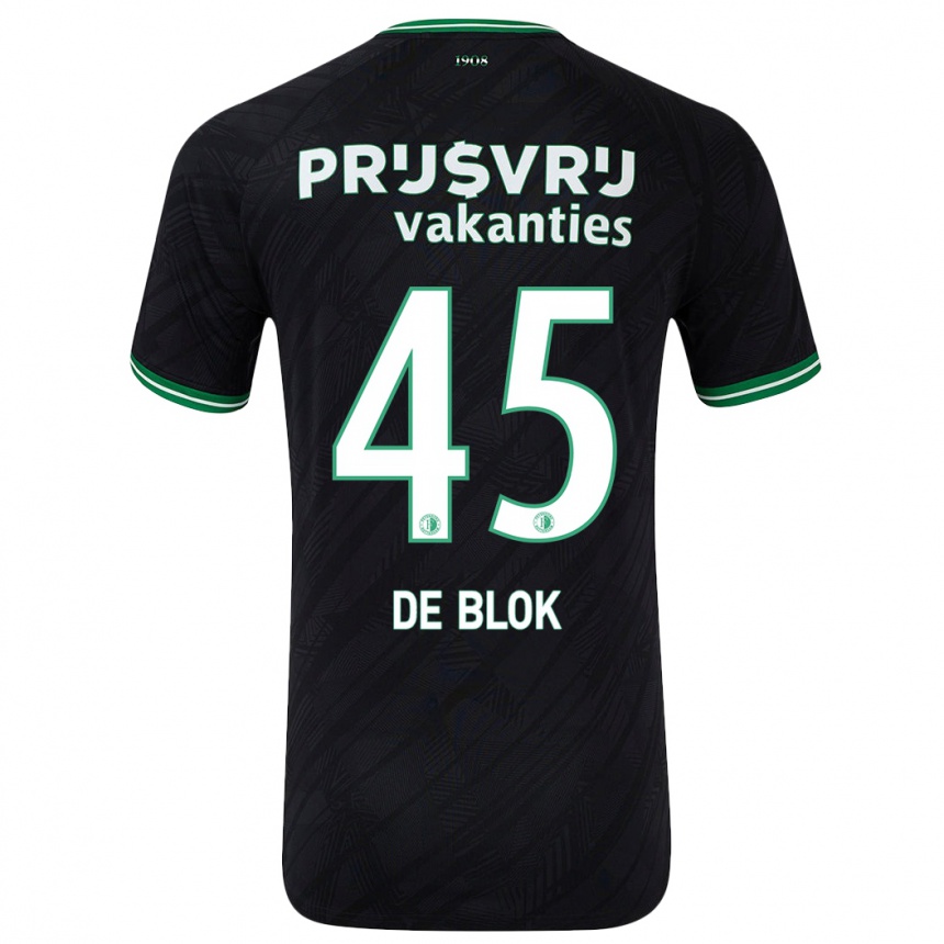 Niño Fútbol Camiseta Lars De Blok #45 Negro Verde 2ª Equipación 2024/25 Argentina