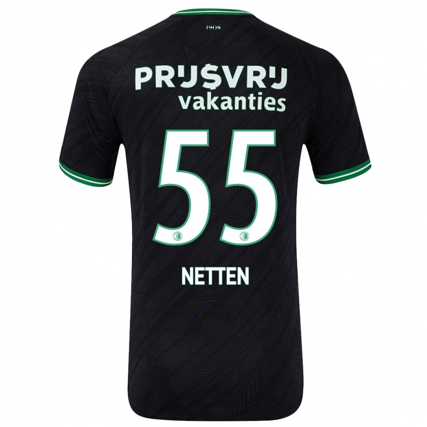 Niño Fútbol Camiseta Luc Netten #55 Negro Verde 2ª Equipación 2024/25 Argentina