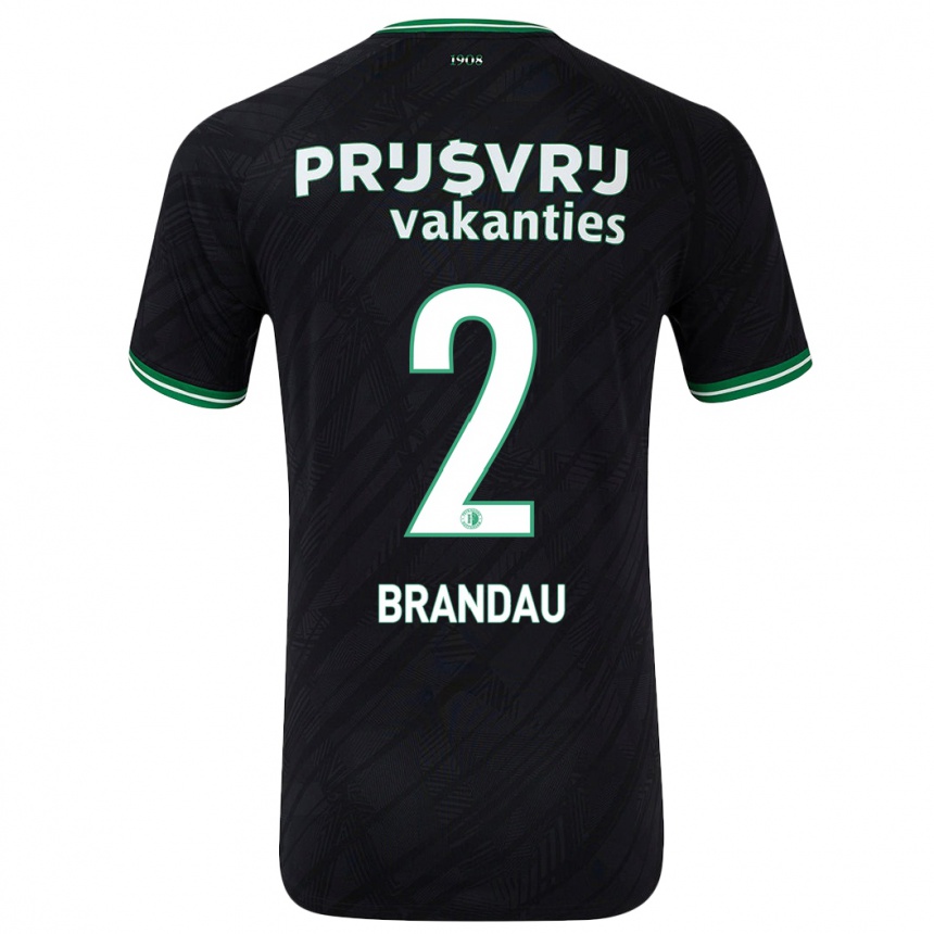 Niño Fútbol Camiseta Justine Brandau #2 Negro Verde 2ª Equipación 2024/25 Argentina