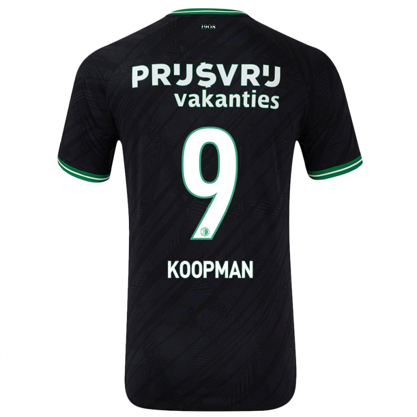 Niño Fútbol Camiseta Sanne Koopman #9 Negro Verde 2ª Equipación 2024/25 Argentina