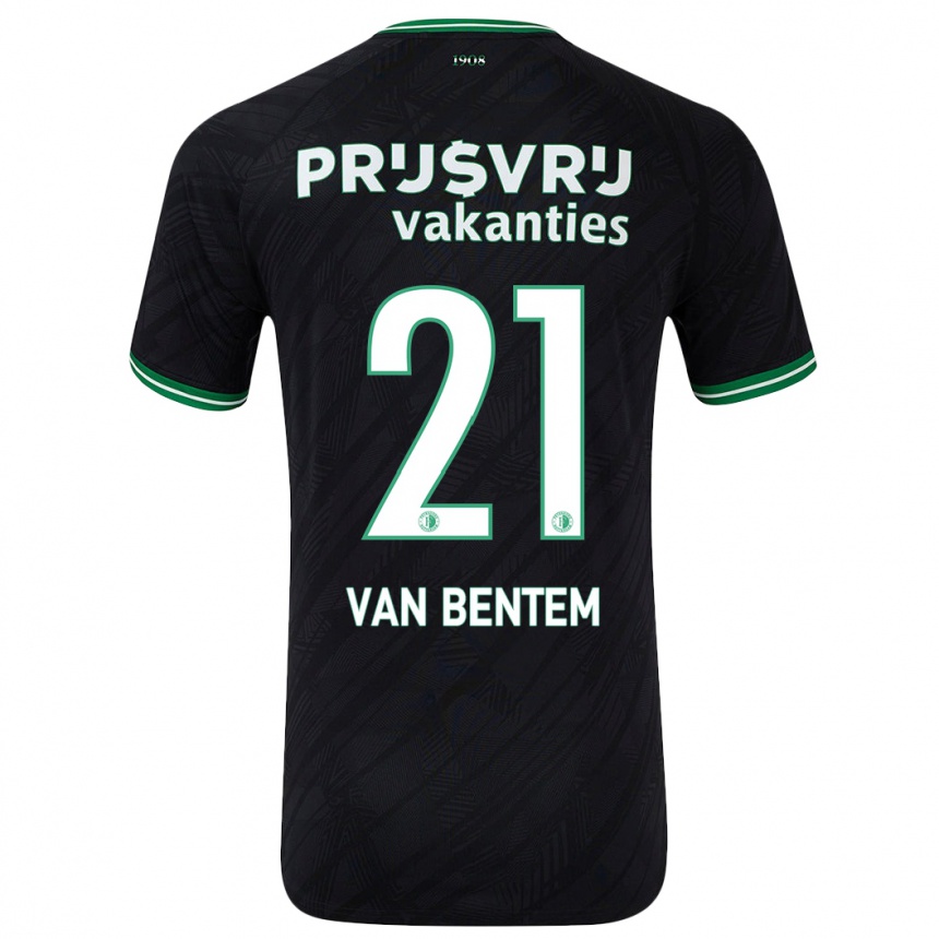 Niño Fútbol Camiseta Tess Van Bentem #21 Negro Verde 2ª Equipación 2024/25 Argentina