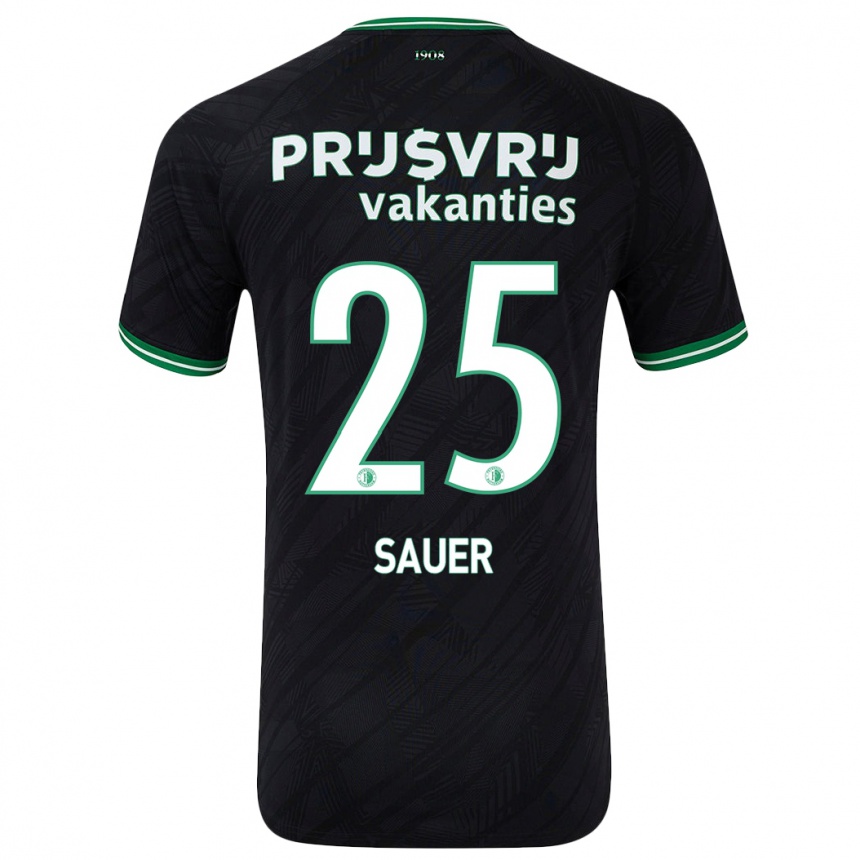 Niño Fútbol Camiseta Leo Sauer #25 Negro Verde 2ª Equipación 2024/25 Argentina