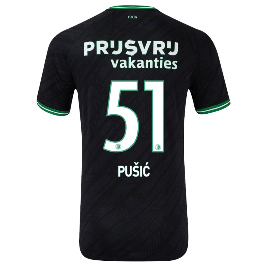 Niño Fútbol Camiseta Noah Pušić #51 Negro Verde 2ª Equipación 2024/25 Argentina