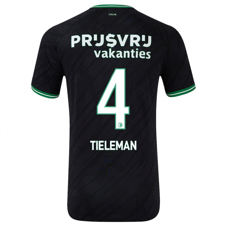 Niño Fútbol Camiseta Jerry Tieleman #4 Negro Verde 2ª Equipación 2024/25 Argentina