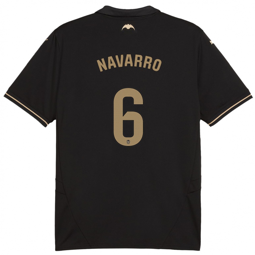 Niño Fútbol Camiseta Javi Navarro #6 Negro 2ª Equipación 2024/25 Argentina