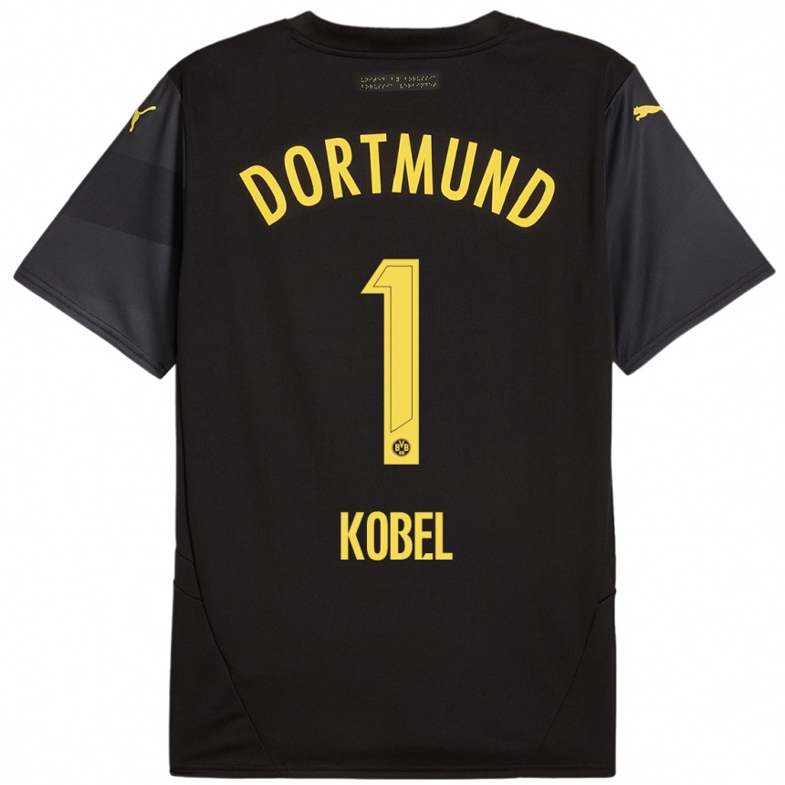 Niño Fútbol Camiseta Gregor Kobel #1 Negro Amarillo 2ª Equipación 2024/25 Argentina