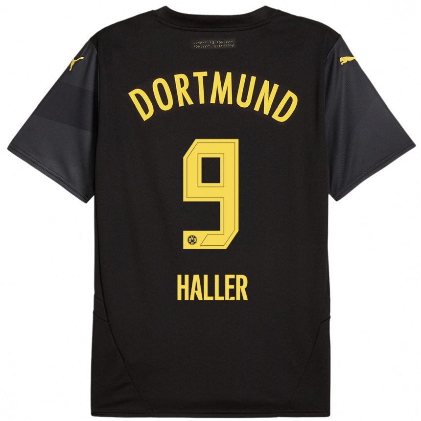 Niño Fútbol Camiseta Sebastien Haller #9 Negro Amarillo 2ª Equipación 2024/25 Argentina