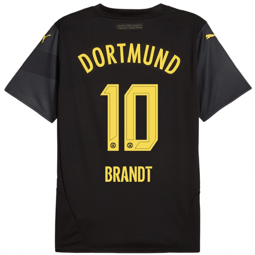 Niño Fútbol Camiseta Julian Brandt #10 Negro Amarillo 2ª Equipación 2024/25 Argentina