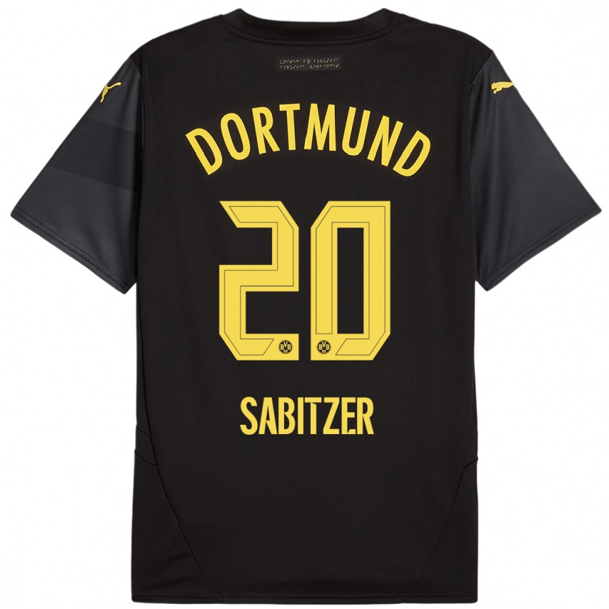 Niño Fútbol Camiseta Marcel Sabitzer #20 Negro Amarillo 2ª Equipación 2024/25 Argentina