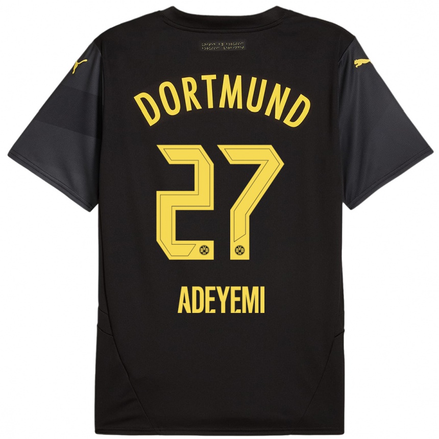 Niño Fútbol Camiseta Karim Adeyemi #27 Negro Amarillo 2ª Equipación 2024/25 Argentina