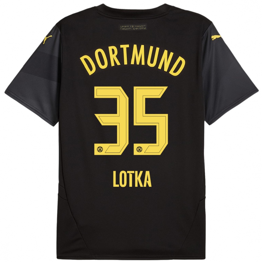 Niño Fútbol Camiseta Marcel Lotka #35 Negro Amarillo 2ª Equipación 2024/25 Argentina