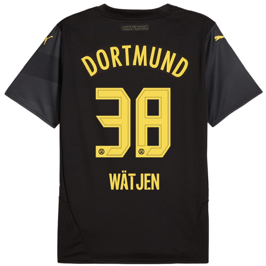 Niño Fútbol Camiseta Kjell Wätjen #38 Negro Amarillo 2ª Equipación 2024/25 Argentina