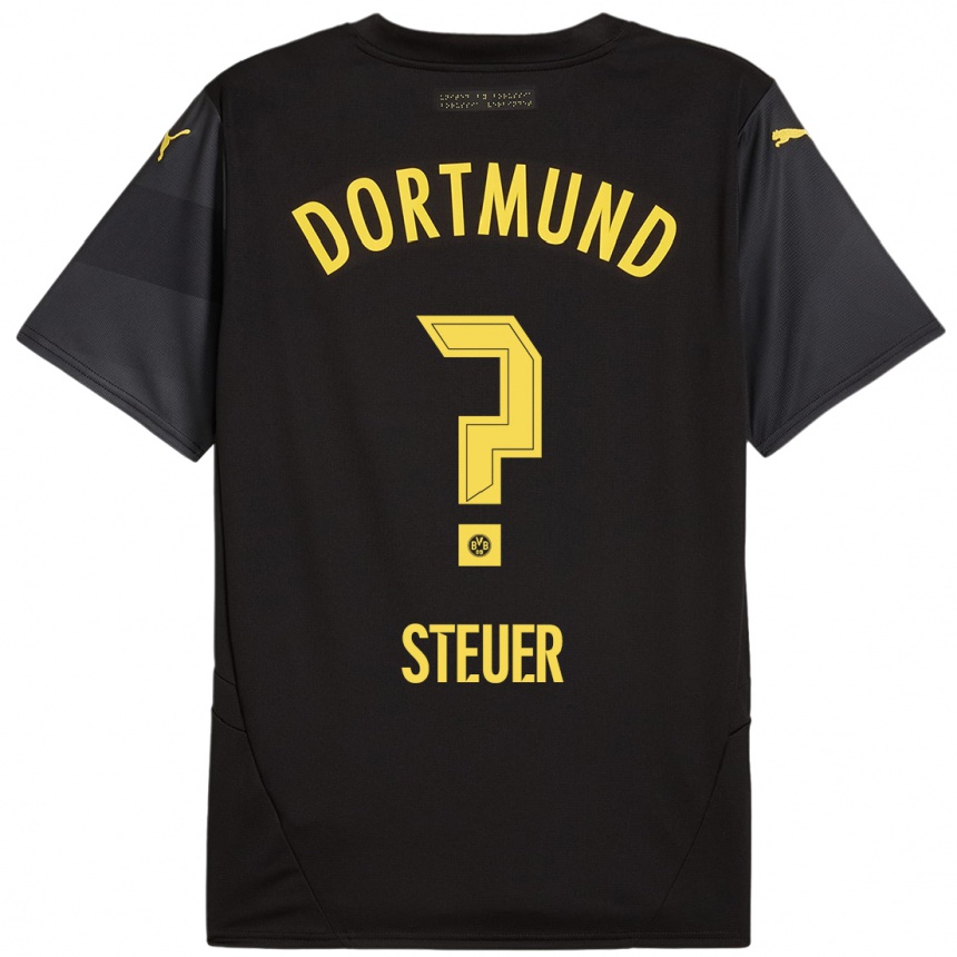 Niño Fútbol Camiseta Etienne Steuer #0 Negro Amarillo 2ª Equipación 2024/25 Argentina