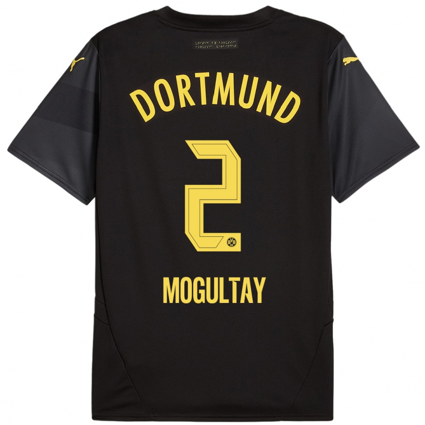 Niño Fútbol Camiseta Baran Mogultay #2 Negro Amarillo 2ª Equipación 2024/25 Argentina