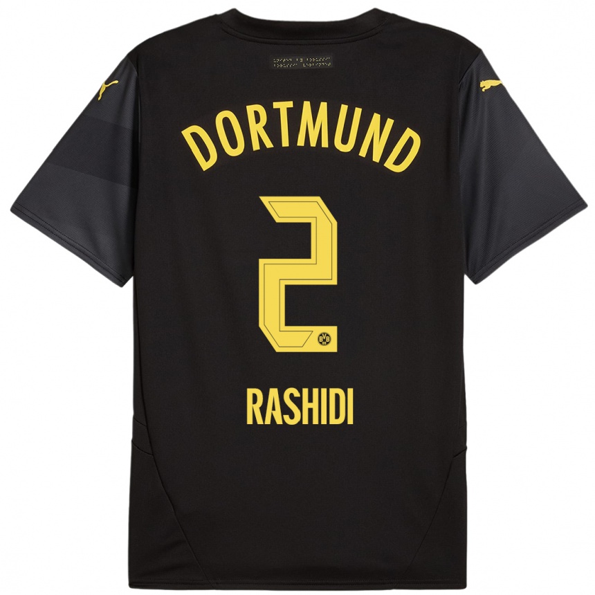 Niño Fútbol Camiseta William Rashidi #2 Negro Amarillo 2ª Equipación 2024/25 Argentina