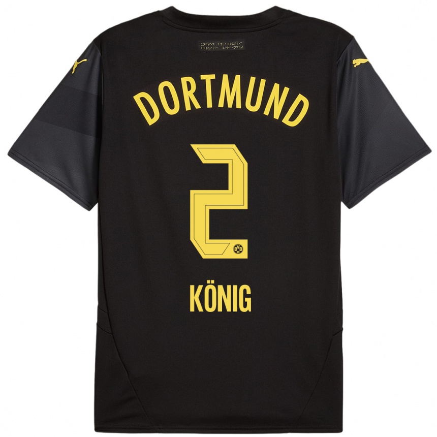 Niño Fútbol Camiseta Niklas König #2 Negro Amarillo 2ª Equipación 2024/25 Argentina