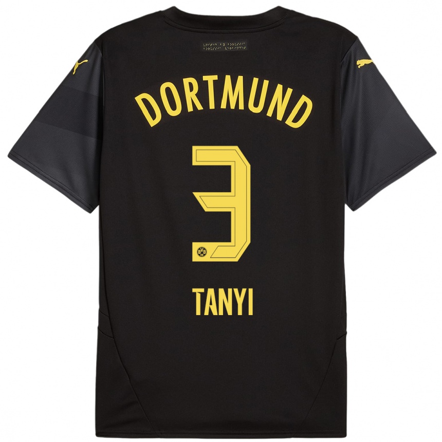 Niño Fútbol Camiseta Paul Tanyi #3 Negro Amarillo 2ª Equipación 2024/25 Argentina