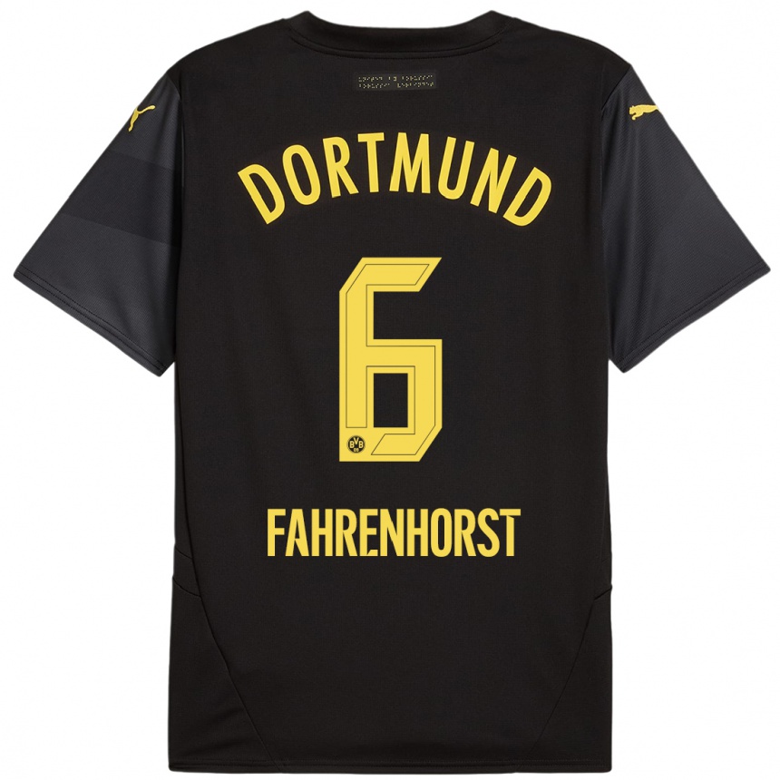 Niño Fútbol Camiseta Luke Fahrenhorst #6 Negro Amarillo 2ª Equipación 2024/25 Argentina