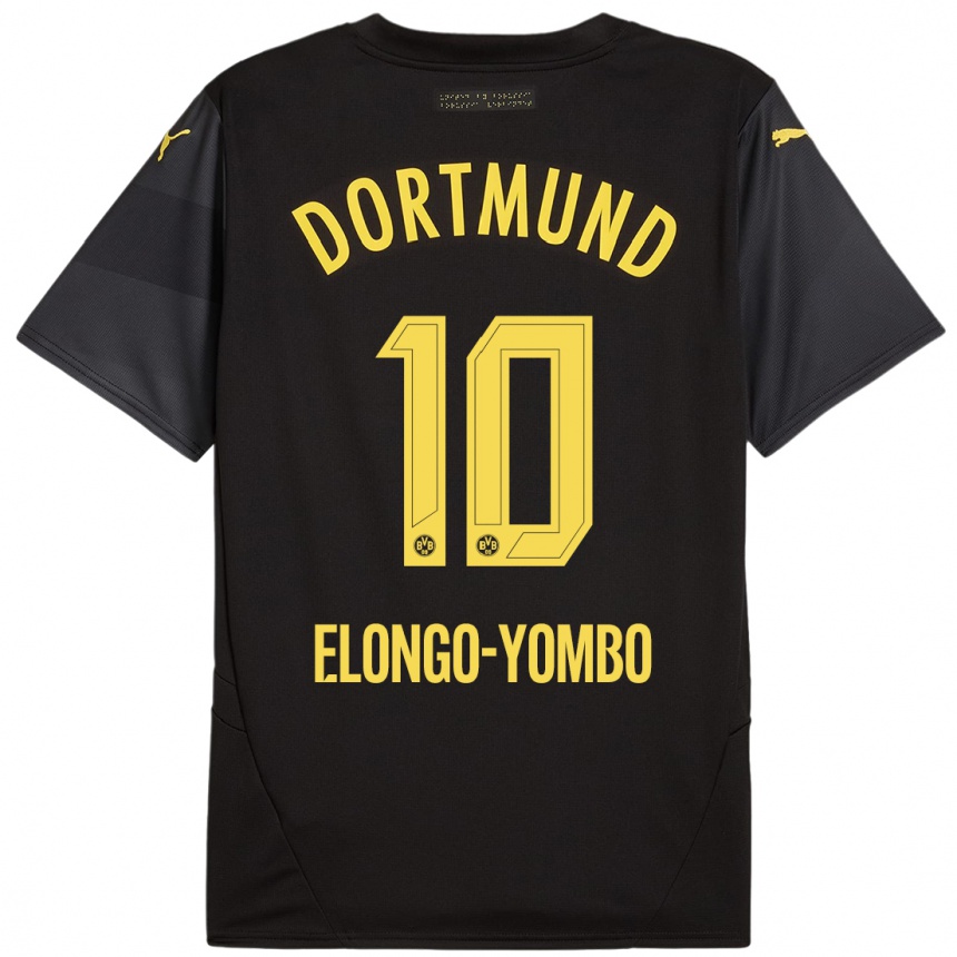 Niño Fútbol Camiseta Rodney Elongo-Yombo #10 Negro Amarillo 2ª Equipación 2024/25 Argentina