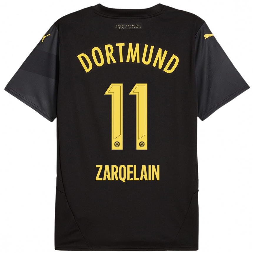 Niño Fútbol Camiseta Fadi Zarqelain #11 Negro Amarillo 2ª Equipación 2024/25 Argentina