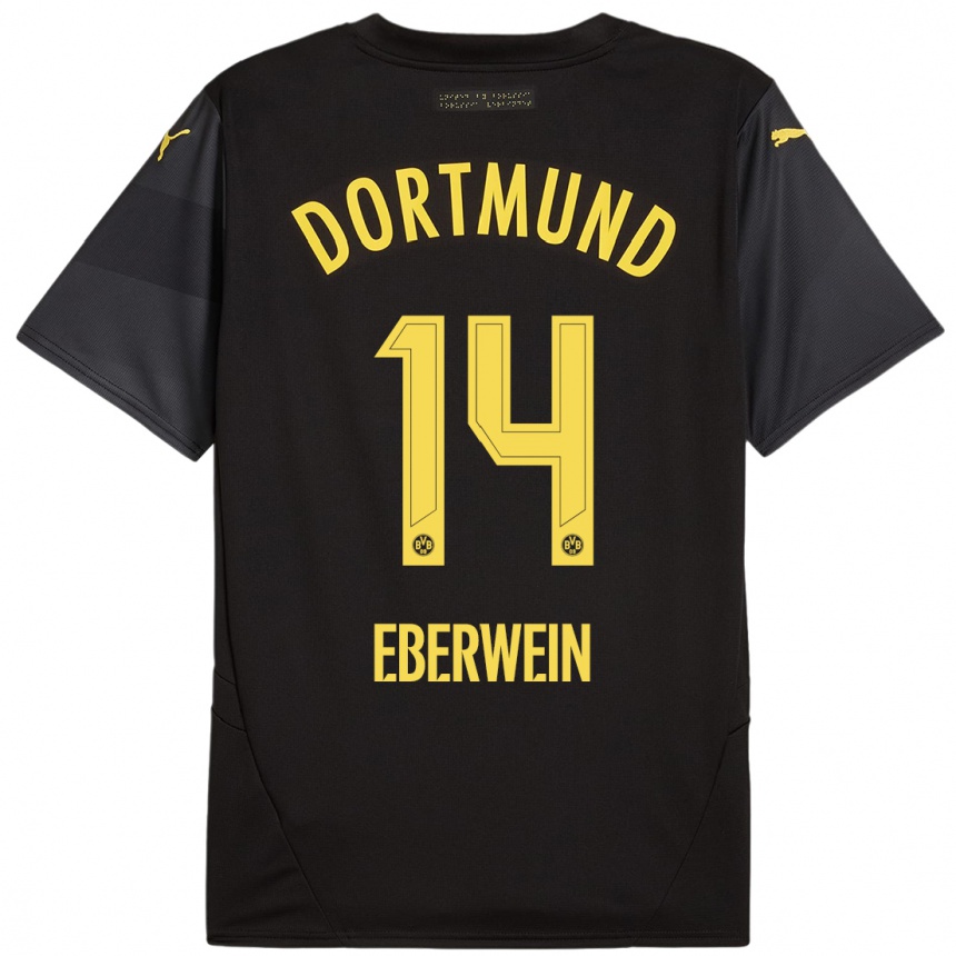 Niño Fútbol Camiseta Michael Eberwein #14 Negro Amarillo 2ª Equipación 2024/25 Argentina