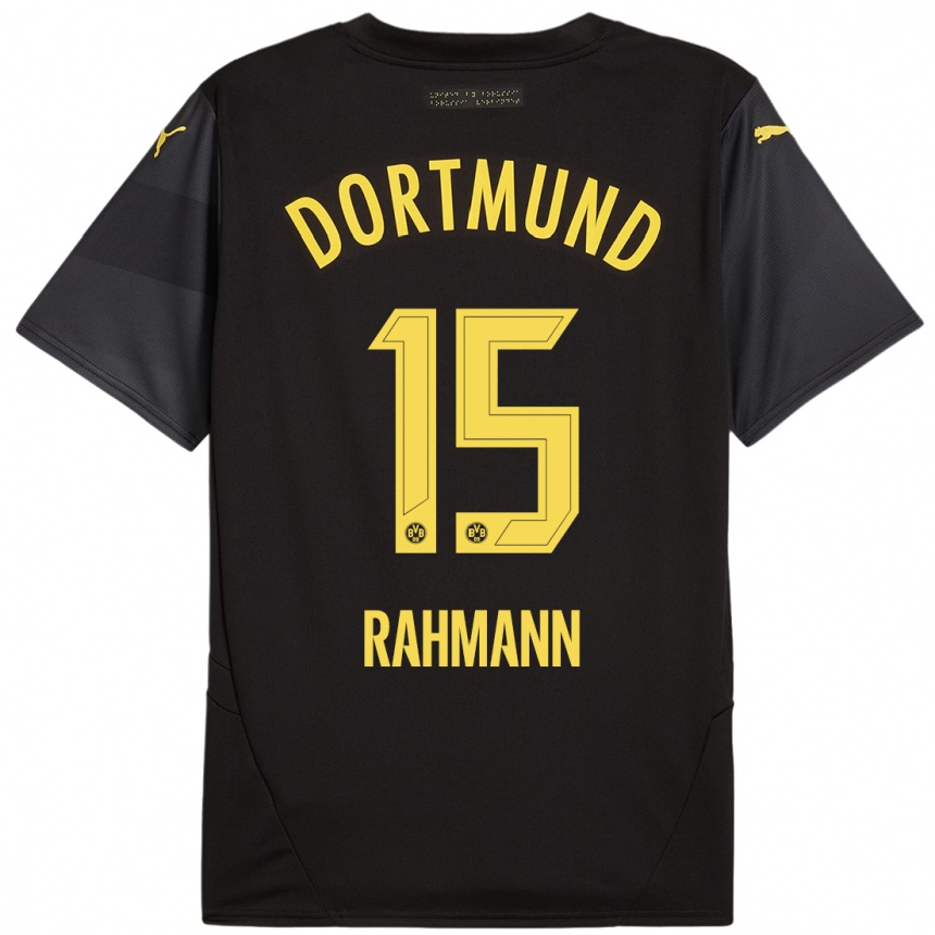 Niño Fútbol Camiseta Luke Rahmann #15 Negro Amarillo 2ª Equipación 2024/25 Argentina