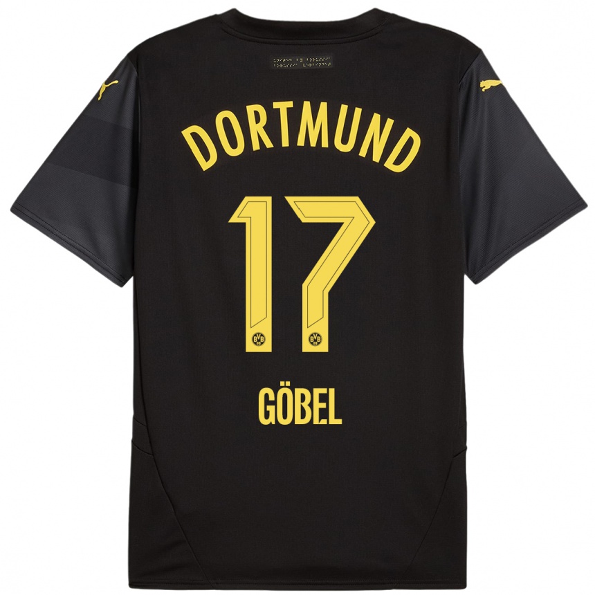 Niño Fútbol Camiseta Patrick Göbel #17 Negro Amarillo 2ª Equipación 2024/25 Argentina