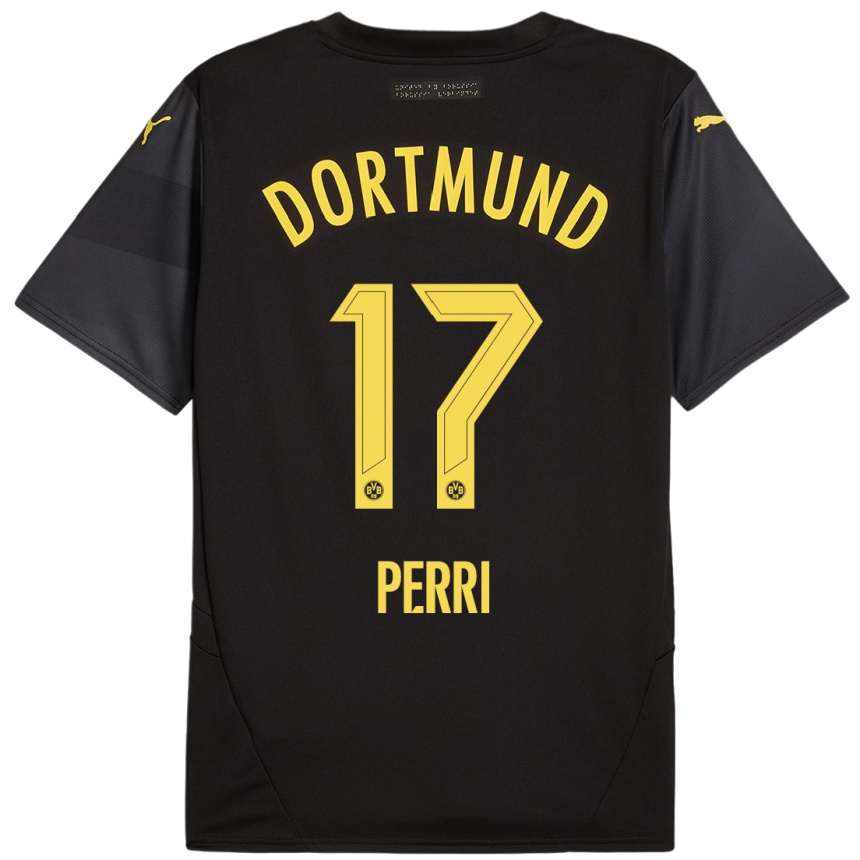 Niño Fútbol Camiseta Luca Perri #17 Negro Amarillo 2ª Equipación 2024/25 Argentina