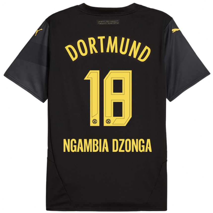 Niño Fútbol Camiseta Diego Ngambia Dzonga #18 Negro Amarillo 2ª Equipación 2024/25 Argentina