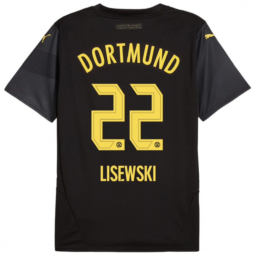 Niño Fútbol Camiseta Robin Lisewski #22 Negro Amarillo 2ª Equipación 2024/25 Argentina