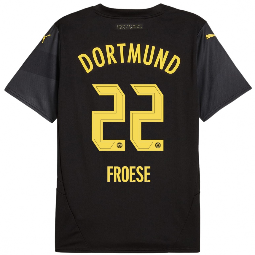 Niño Fútbol Camiseta Julien Froese #22 Negro Amarillo 2ª Equipación 2024/25 Argentina