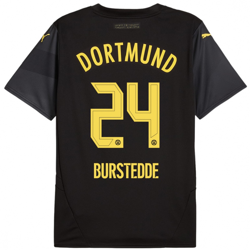 Niño Fútbol Camiseta Joshua Burstedde #24 Negro Amarillo 2ª Equipación 2024/25 Argentina