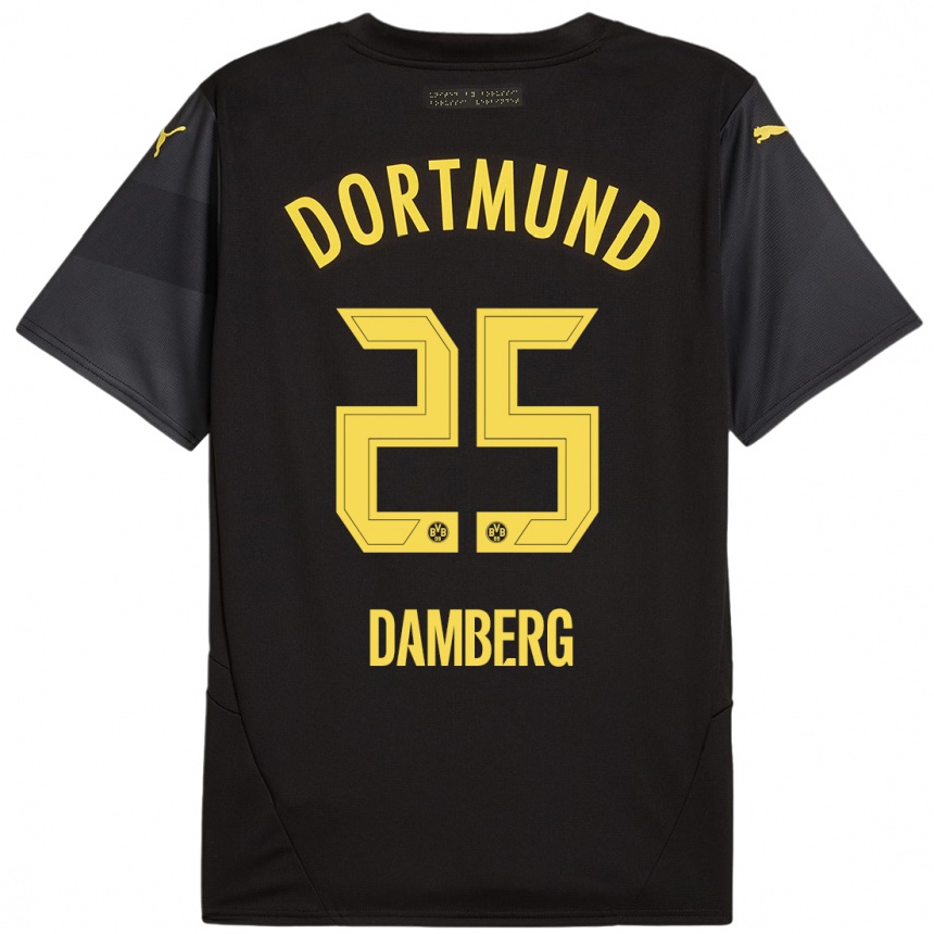 Niño Fútbol Camiseta Niclas Damberg #25 Negro Amarillo 2ª Equipación 2024/25 Argentina