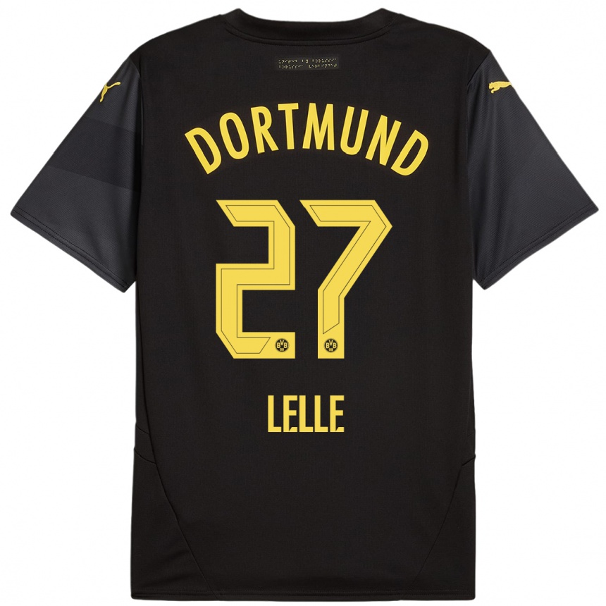 Niño Fútbol Camiseta David Lelle #27 Negro Amarillo 2ª Equipación 2024/25 Argentina