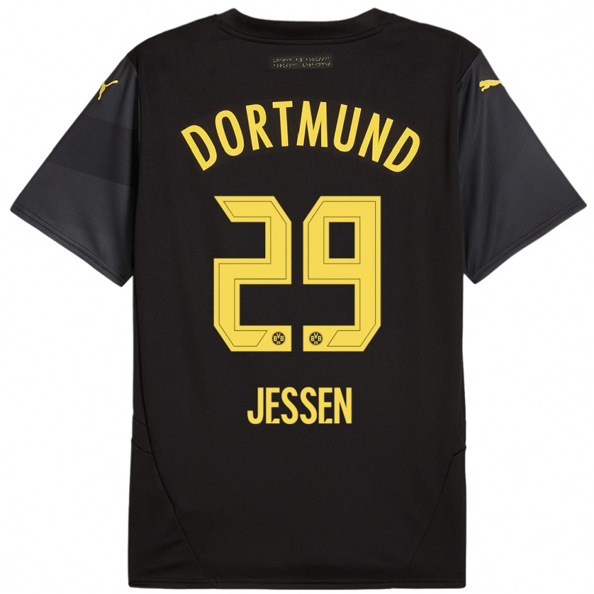 Niño Fútbol Camiseta Niklas Jessen #29 Negro Amarillo 2ª Equipación 2024/25 Argentina