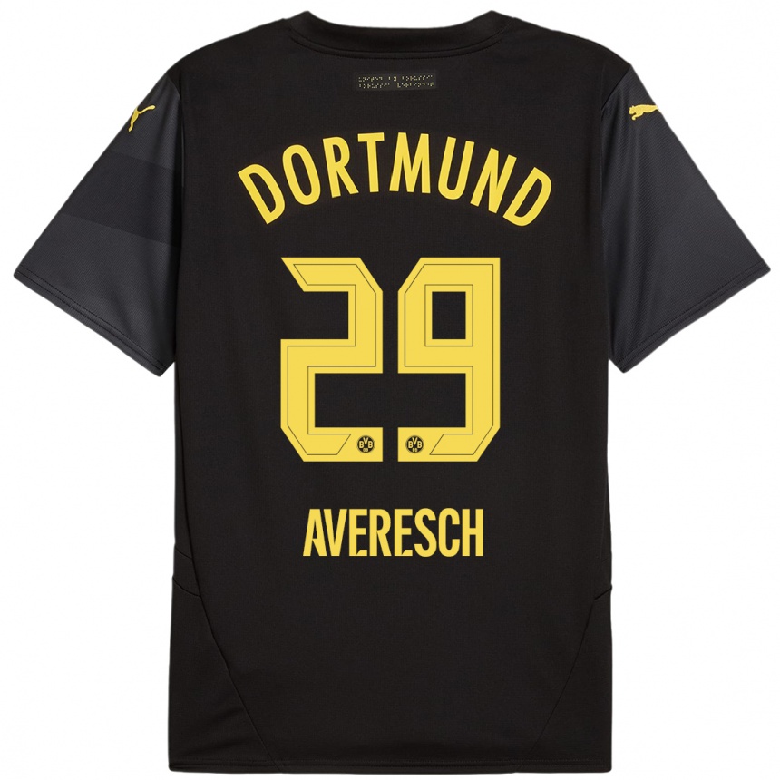 Niño Fútbol Camiseta Noah Averesch #29 Negro Amarillo 2ª Equipación 2024/25 Argentina