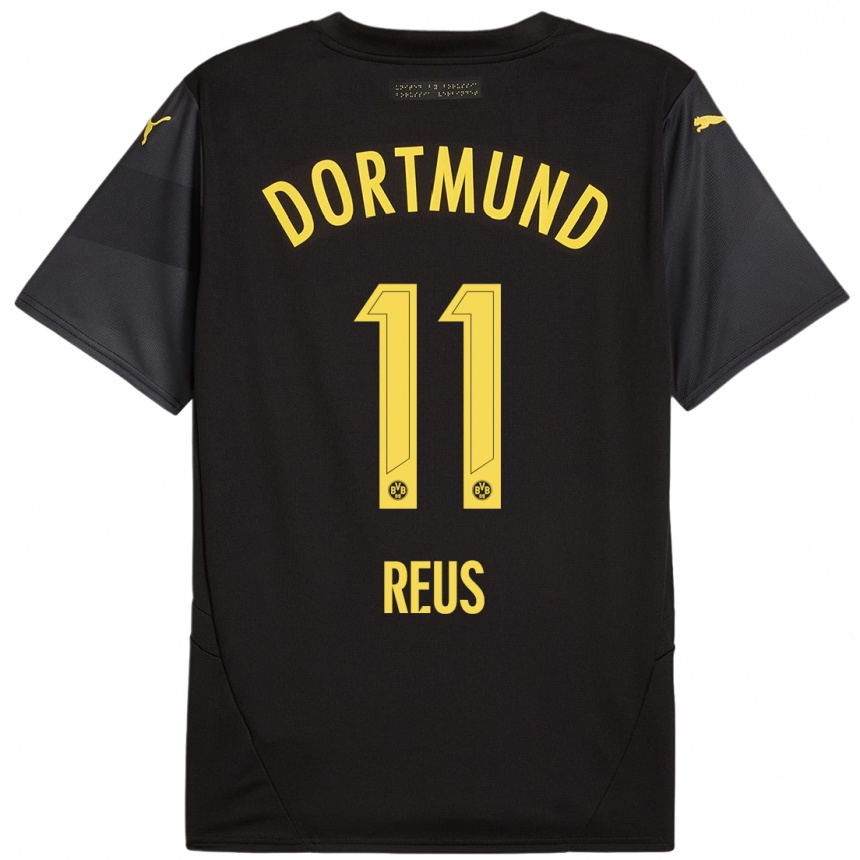 Niño Fútbol Camiseta Marco Reus #11 Negro Amarillo 2ª Equipación 2024/25 Argentina