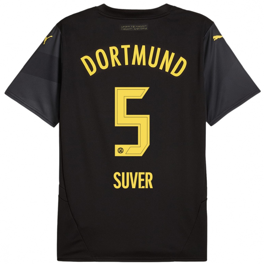 Niño Fútbol Camiseta Mario Suver #5 Negro Amarillo 2ª Equipación 2024/25 Argentina