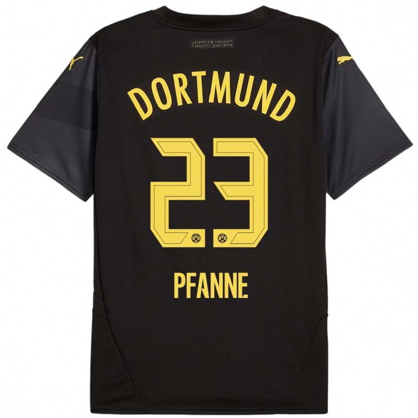 Niño Fútbol Camiseta Franz Pfanne #23 Negro Amarillo 2ª Equipación 2024/25 Argentina