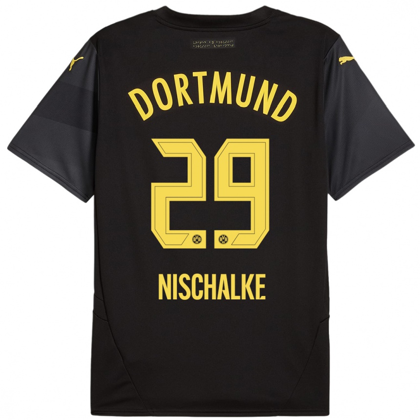 Niño Fútbol Camiseta Jermain Nischalke #29 Negro Amarillo 2ª Equipación 2024/25 Argentina