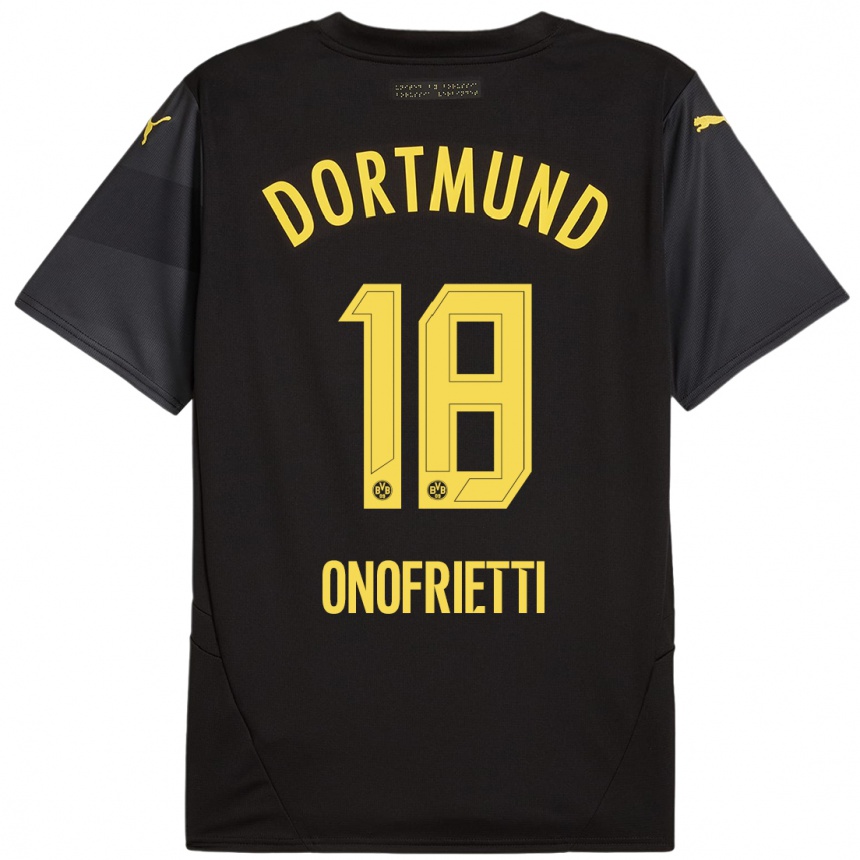 Niño Fútbol Camiseta Vincenzo Onofrietti #18 Negro Amarillo 2ª Equipación 2024/25 Argentina