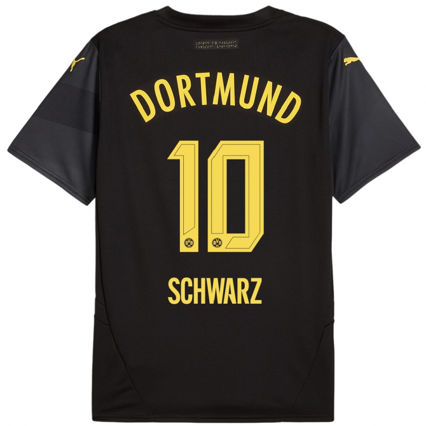 Niño Fútbol Camiseta Oskar Schwarz #10 Negro Amarillo 2ª Equipación 2024/25 Argentina