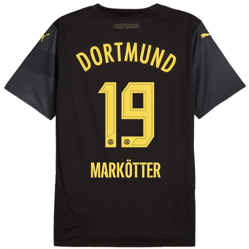 Niño Fútbol Camiseta Jonah Markötter #19 Negro Amarillo 2ª Equipación 2024/25 Argentina