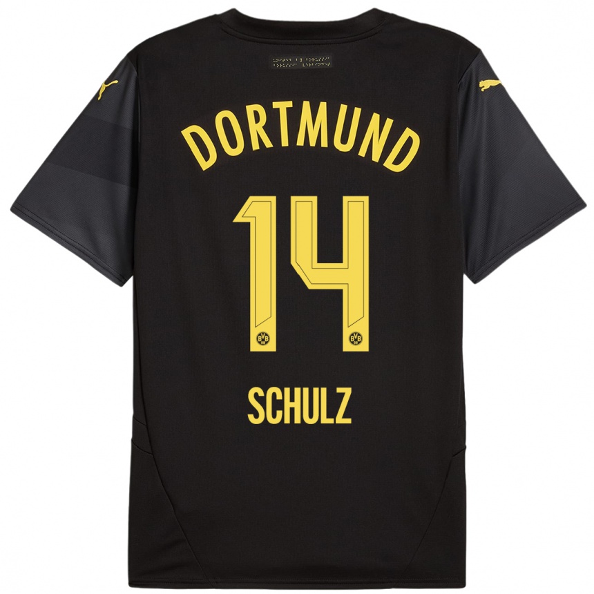 Niño Fútbol Camiseta Nico Schulz #14 Negro Amarillo 2ª Equipación 2024/25 Argentina