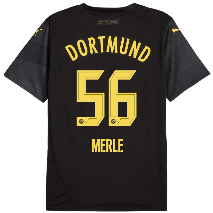 Niño Fútbol Camiseta Albers Merle #56 Negro Amarillo 2ª Equipación 2024/25 Argentina