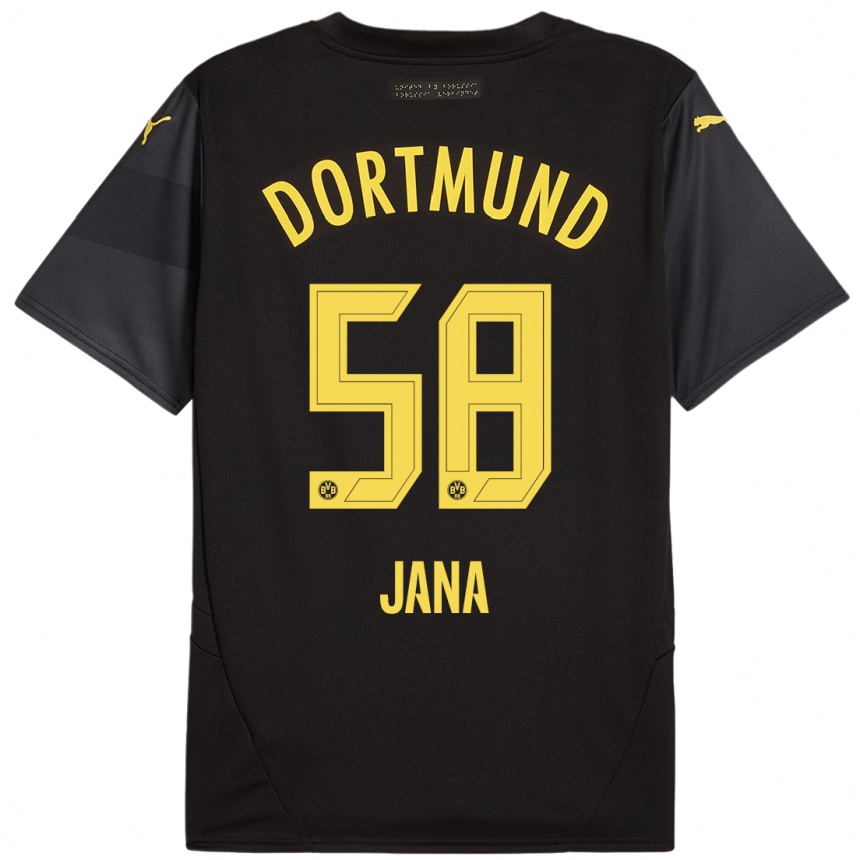 Niño Fútbol Camiseta Nordberg Jana #58 Negro Amarillo 2ª Equipación 2024/25 Argentina