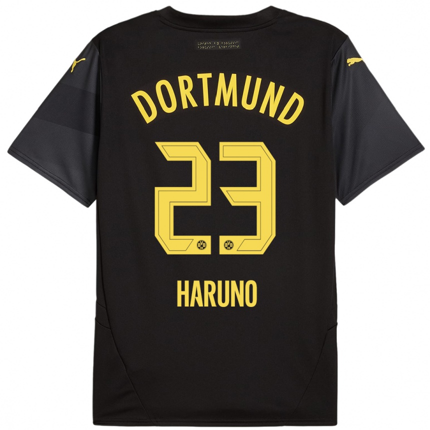 Niño Fútbol Camiseta Sasaki Haruno #23 Negro Amarillo 2ª Equipación 2024/25 Argentina