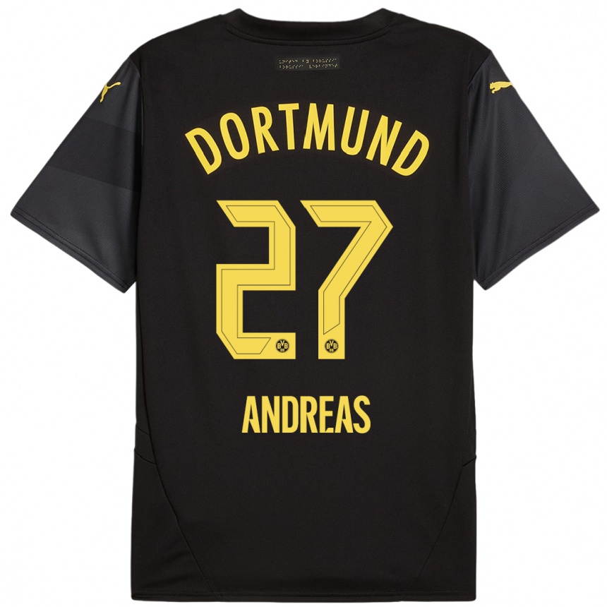 Niño Fútbol Camiseta Kuno Andreas #27 Negro Amarillo 2ª Equipación 2024/25 Argentina